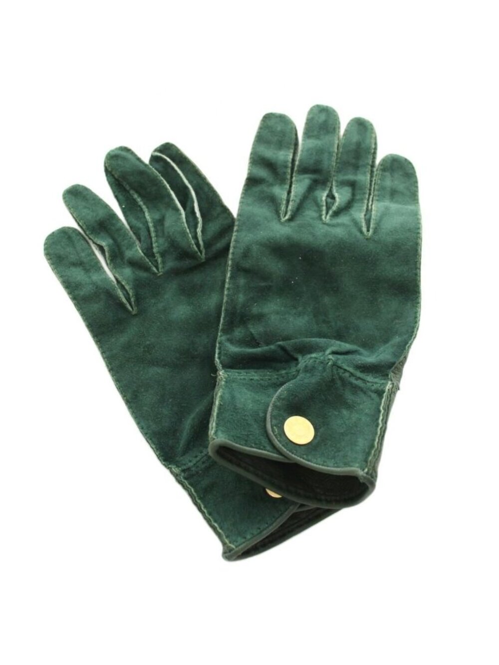 Hermes Sellier Gloves Suede Leather 8 Green
